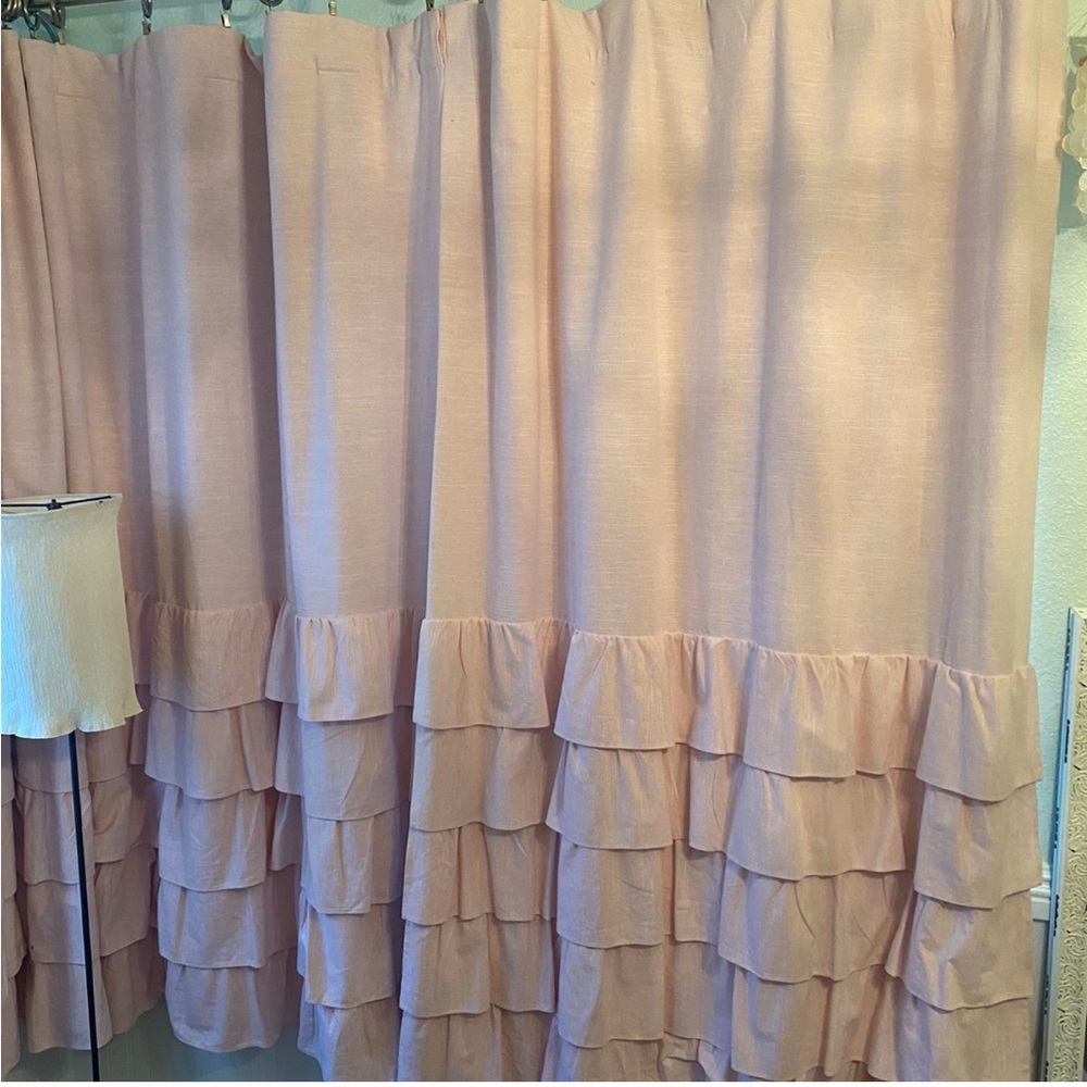 Pottery Barn Kids Pink Ruffled Curtains